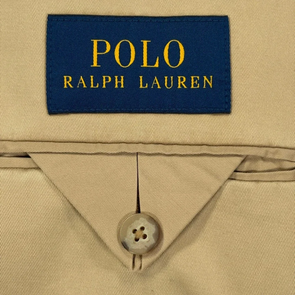 Polo Ralph Lauren Modern Fit Stretch Blazer Mens 44R Tan Beige Cotton Chino NEW
